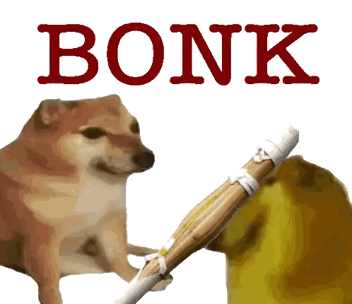Dog Holding Stick Bonk