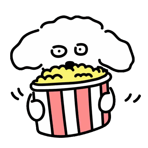Dog Holding Striped Popcorn Bucket