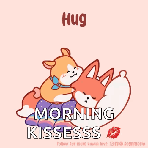 Dog Hugging Fox Morning Kissess GIF