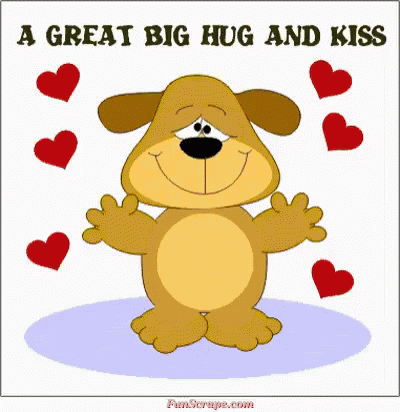 Dog Hugging Kissing Saying A Great Big Hug And Kiss GIF