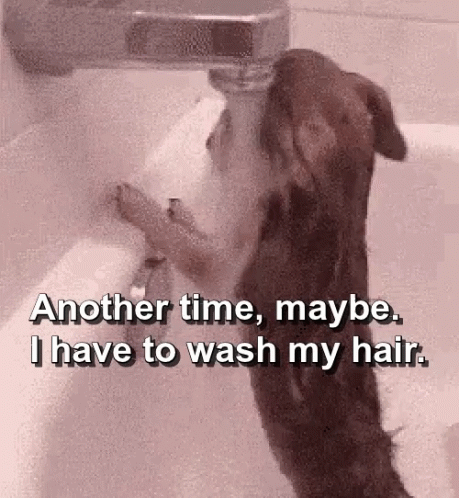 Dog in Bathtub Saying Another Time Maybe I Have to Wash My Hair