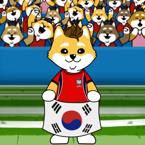 Dog In Korea Shirt Holding Korean Flag GIF