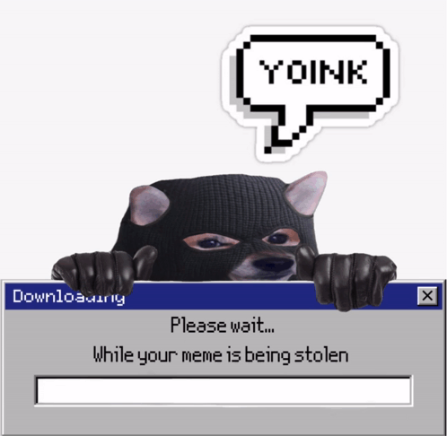 Dog in Ski Mask Peeking Over Downloading Screen