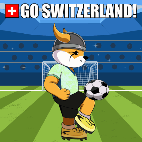Dog Kicking Soccer Ball Saying Go Switzerland GIF
