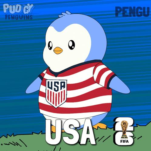 Dog Kicking Soccer Ball Saying USA Shoots