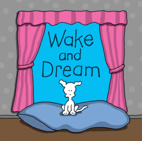 Dog Looking Out Window With Wake and Dream