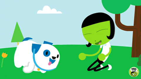 Dog Love Pet Licking Animated Green Girl GIF