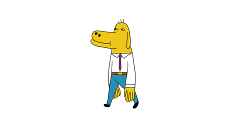 Dog Man Cartoon Character Walking GIF