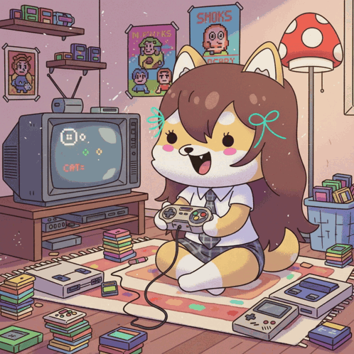 Dog Playing Video Game With Shoxs Poster GIF