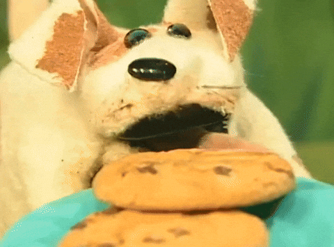Dog Puppet Wants Eat Famous Amos Cookie GIF