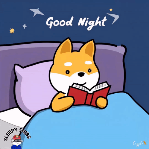 Dog Reading Book Good Night GIF