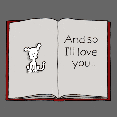 Dog Reading Book Saying And So I'll Love You GIF