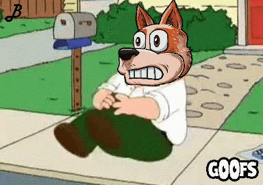 Dog Sitting on Sidewalk Saying Goofs