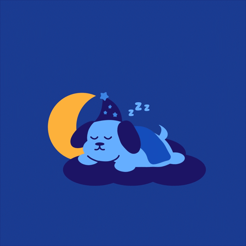 Dog Sleeping Under Crescent Moon GIF