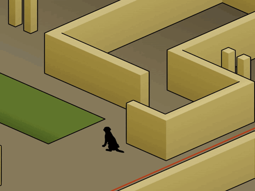 Dog Spinning Backroom Labyrinth Animation GIF