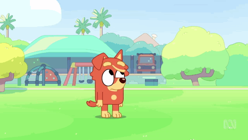 Dog Standing in Front of Playground