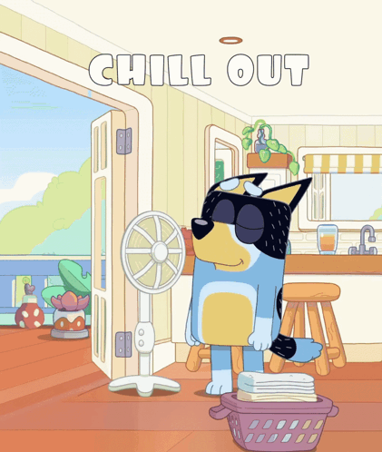 Dog Standing Next to Fan Chill Out