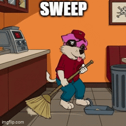 Dog Sweeping Floor Saying Sweep