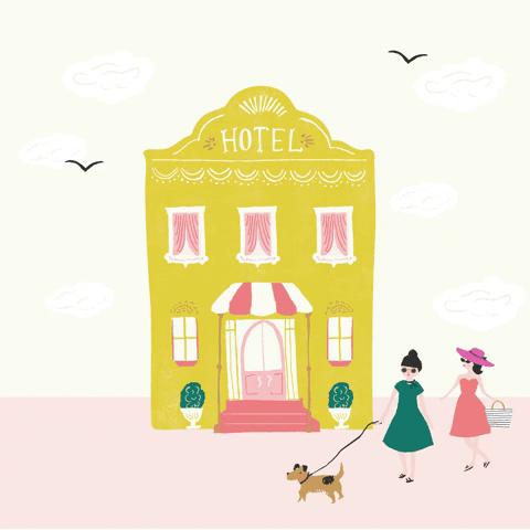 Dog Walking At The Hotel GIF