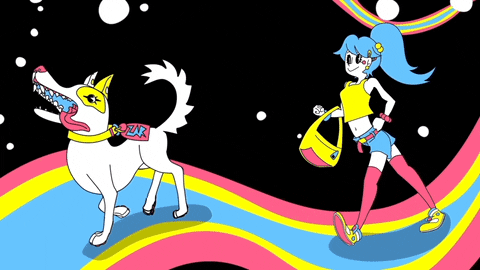 Dog Walking In The Rainbow GIF