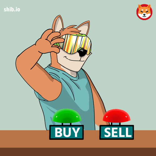 Dog Wearing Goggles With Buy and Sell Button