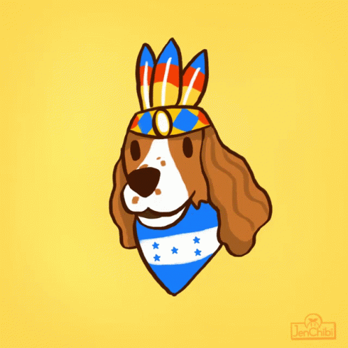 Dog Wearing Headdress and Star Bandana