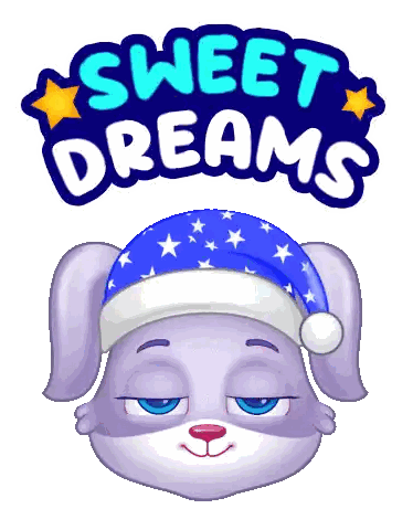 Dog Wearing Sleep Cap with Sweet Dreams