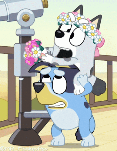 Dog with Flower Crown Looking Through Telescope