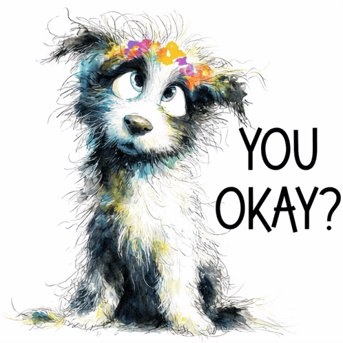 Dog With Flower Crown Saying You Okay GIF
