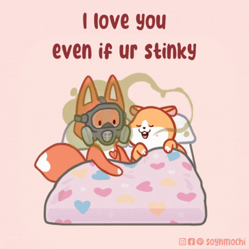 Dog With Gas Mask and Fox Lying on Bed