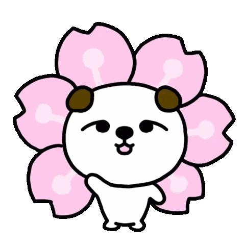 Dog With Pink Flowers Behind