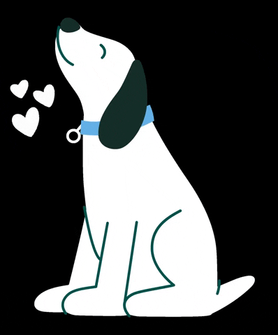 Dog With Three Small White Hearts Love GIF