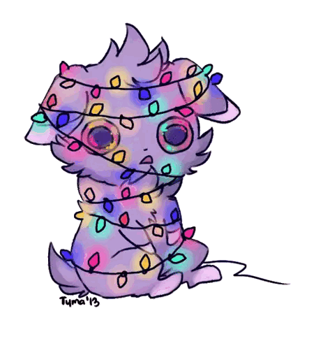 Dog Wrapped in Christmas Lights 2013
