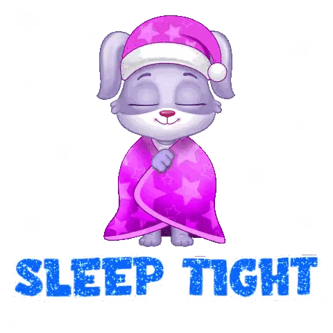 Dog Wrapped in Purple Blanket Sleep Tight