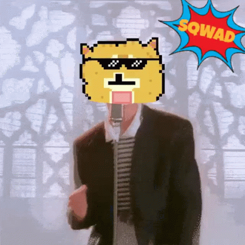 Doge Coin Head Rick Roll Meme GIF