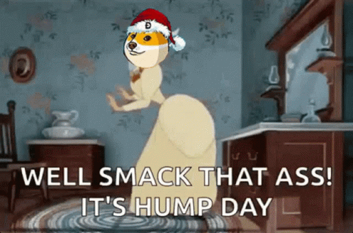 Doge In Santa Hat Dancing Well Smack That Ass It's Hump Day GIF