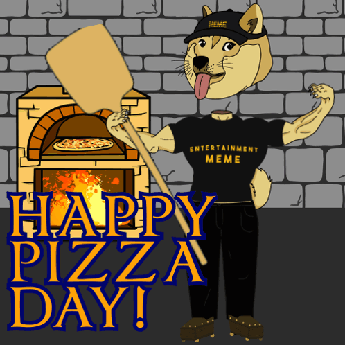Doge Wearing Entertainment Meme T-Shirt Holding Pizza Paddle