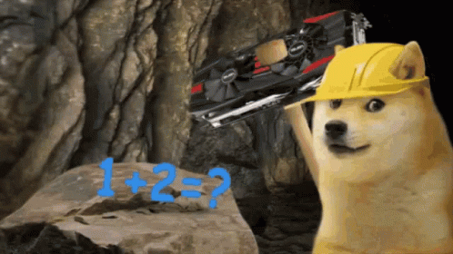 Doge Wearing Hard Hat Holding Graphics Card GIF