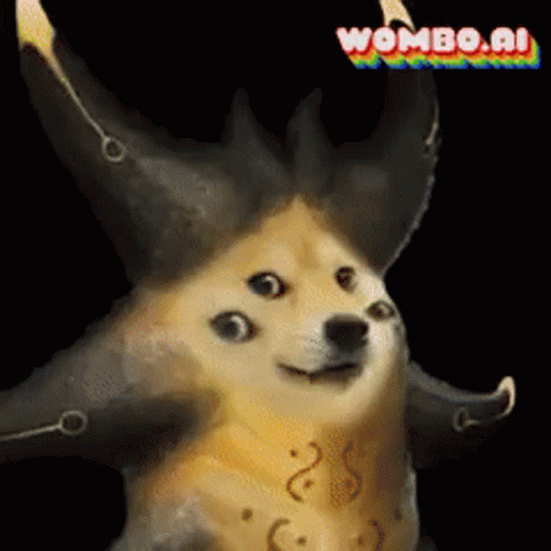 Doge With Horns and Rainbow