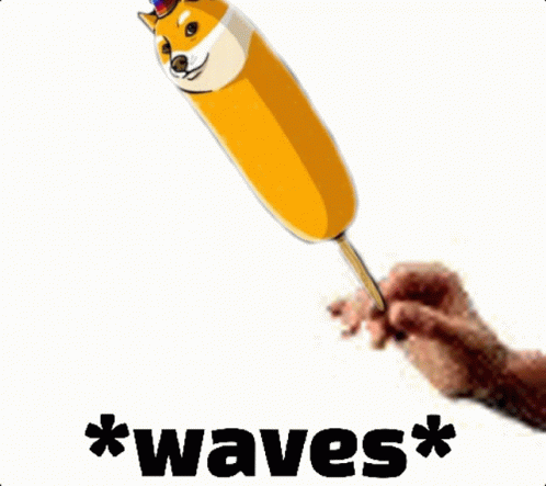 Dogecoin Hot Dog Face Waves GIF