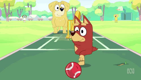Dogs Playing Cricket Animation GIF