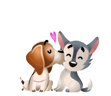 Dogs Sitting with Pink Heart