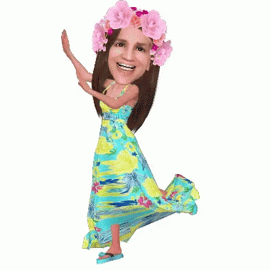 Doll In Blue And Yellow Dress With Flower Crown GIF