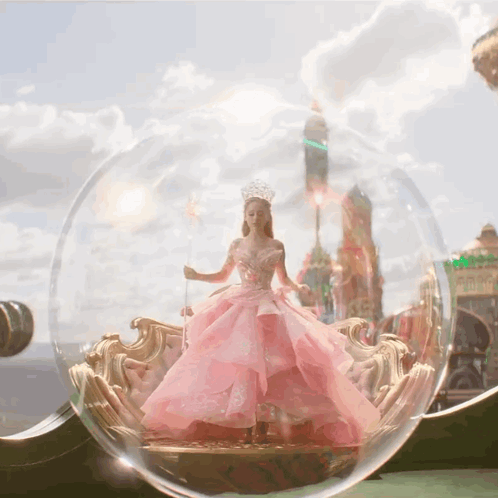 Doll in Pink Dress Crown Glass Ball