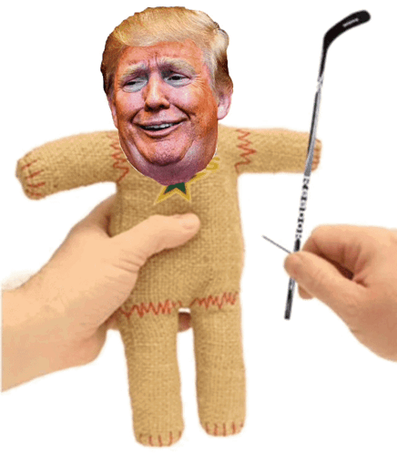 Doll with Donald Trump Face Being Sewn