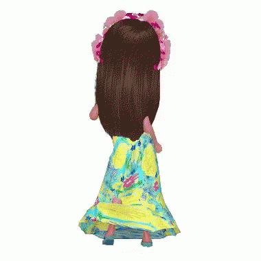 Doll With Flower Crown And Floral Dress GIF