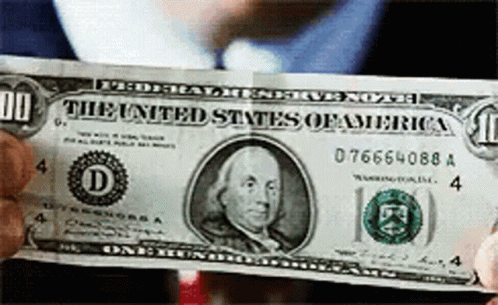 Dollar Bill Goes To Trash Bin GIF