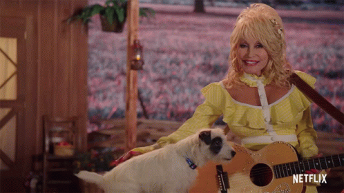Dolly Parton With Her Dog GIF
