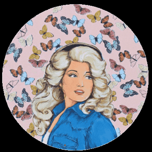 Dolly Parton Butterflies Portrait GIF