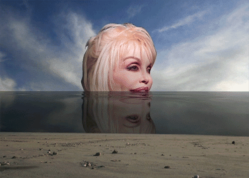 Dolly Parton Head On Ocean GIF